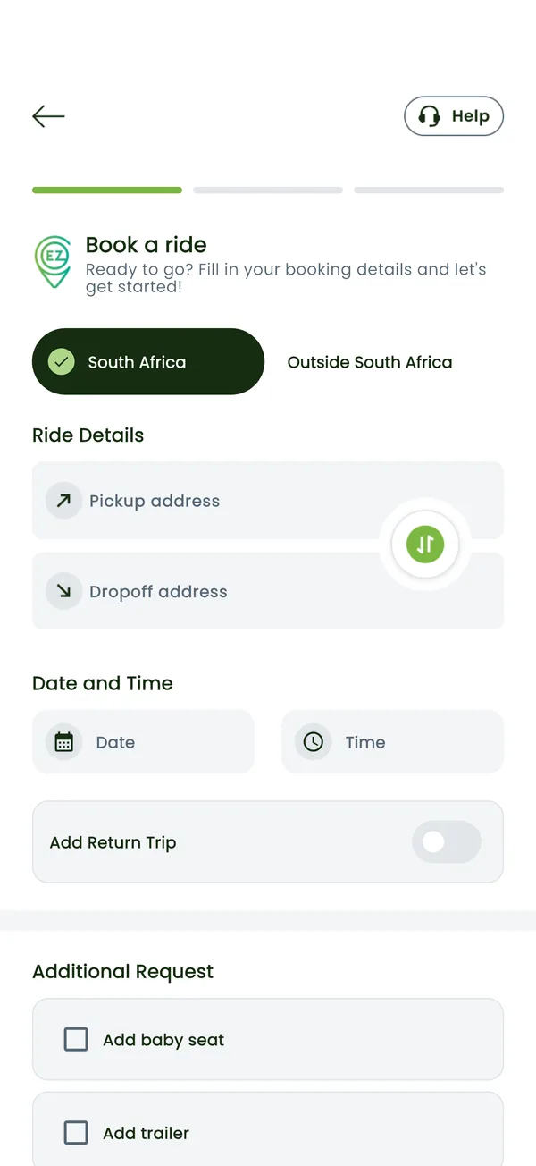 EZ Shuttle app screen
